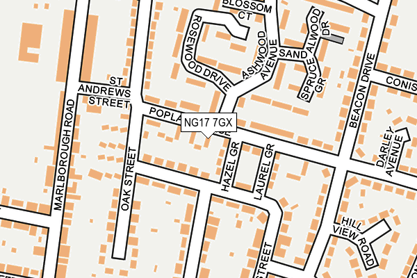NG17 7GX map - OS OpenMap – Local (Ordnance Survey)