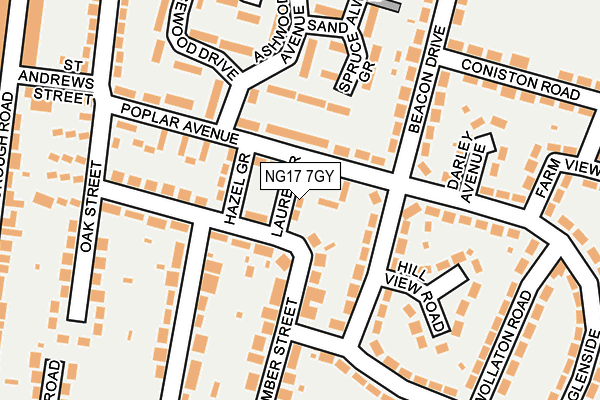 NG17 7GY map - OS OpenMap – Local (Ordnance Survey)