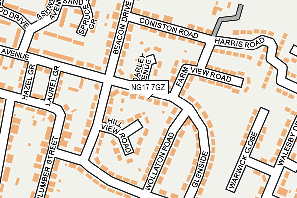 NG17 7GZ map - OS OpenMap – Local (Ordnance Survey)