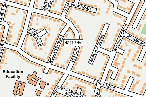 NG17 7HA map - OS OpenMap – Local (Ordnance Survey)
