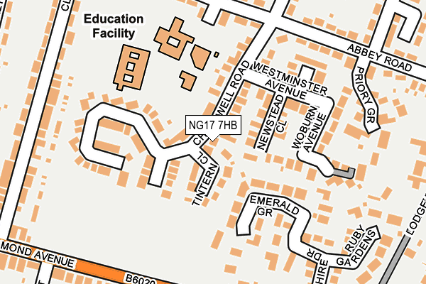 NG17 7HB map - OS OpenMap – Local (Ordnance Survey)