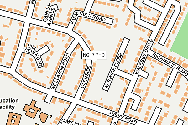 NG17 7HD map - OS OpenMap – Local (Ordnance Survey)