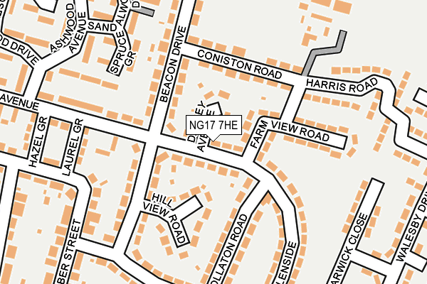 NG17 7HE map - OS OpenMap – Local (Ordnance Survey)