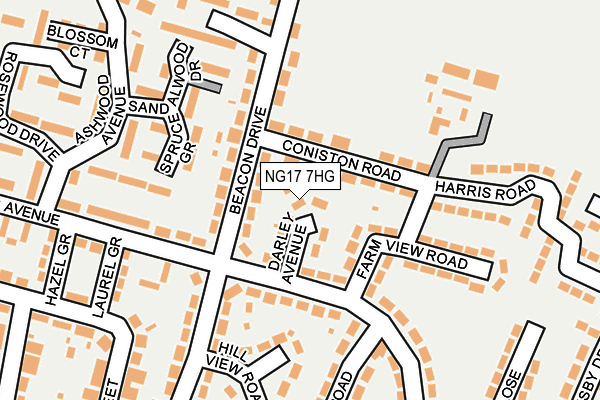 NG17 7HG map - OS OpenMap – Local (Ordnance Survey)