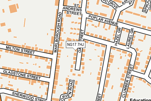 NG17 7HJ map - OS OpenMap – Local (Ordnance Survey)