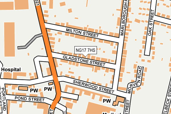 NG17 7HS map - OS OpenMap – Local (Ordnance Survey)