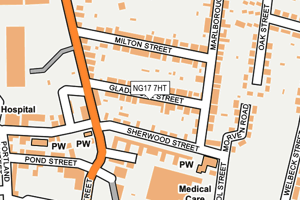 NG17 7HT map - OS OpenMap – Local (Ordnance Survey)
