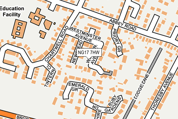 NG17 7HW map - OS OpenMap – Local (Ordnance Survey)