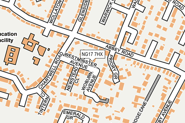 NG17 7HX map - OS OpenMap – Local (Ordnance Survey)