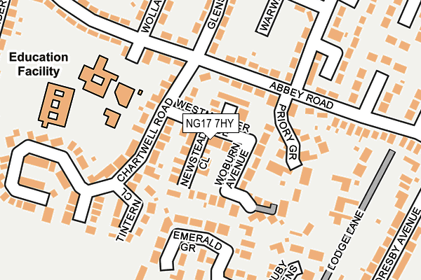 NG17 7HY map - OS OpenMap – Local (Ordnance Survey)