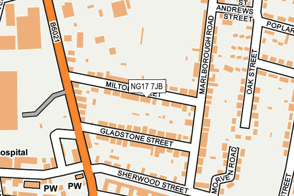 NG17 7JB map - OS OpenMap – Local (Ordnance Survey)