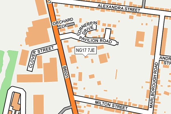 NG17 7JE map - OS OpenMap – Local (Ordnance Survey)