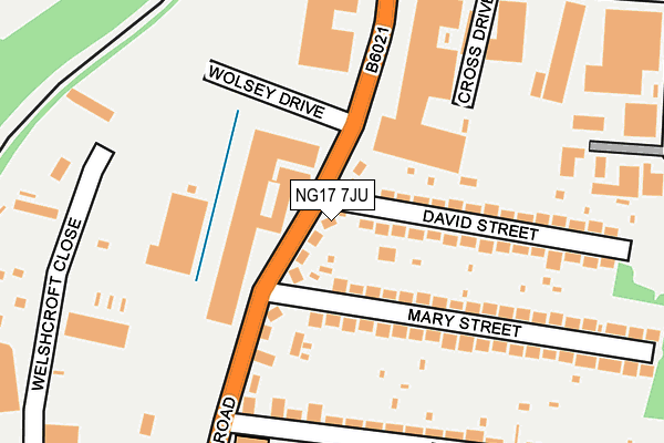 NG17 7JU map - OS OpenMap – Local (Ordnance Survey)