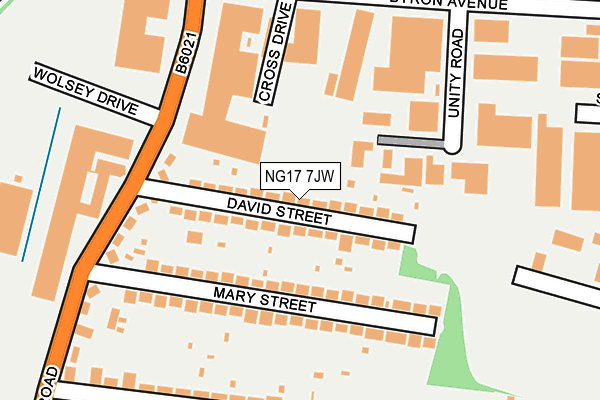NG17 7JW map - OS OpenMap – Local (Ordnance Survey)