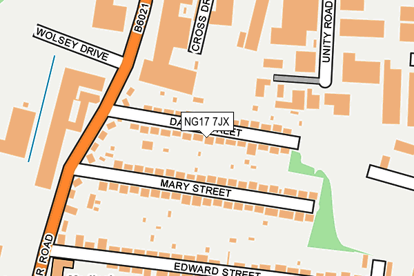 NG17 7JX map - OS OpenMap – Local (Ordnance Survey)