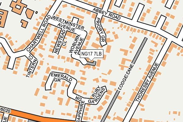 NG17 7LB map - OS OpenMap – Local (Ordnance Survey)