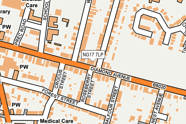 NG17 7LP map - OS OpenMap – Local (Ordnance Survey)