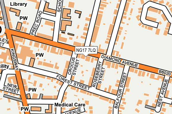NG17 7LQ map - OS OpenMap – Local (Ordnance Survey)