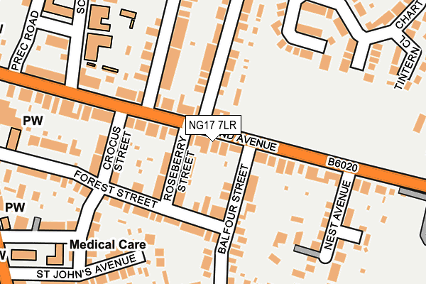 NG17 7LR map - OS OpenMap – Local (Ordnance Survey)