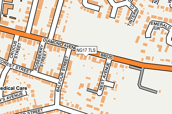 NG17 7LS map - OS OpenMap – Local (Ordnance Survey)