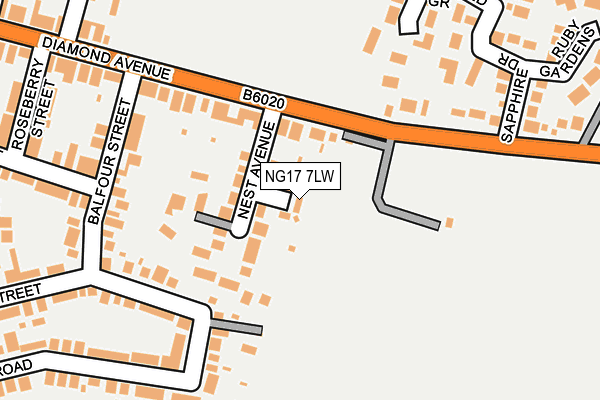 NG17 7LW map - OS OpenMap – Local (Ordnance Survey)