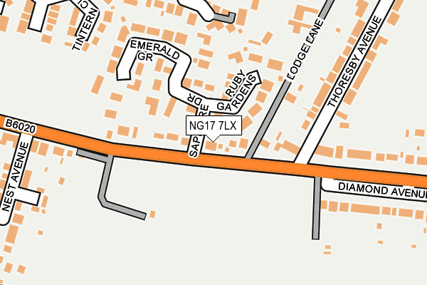 NG17 7LX map - OS OpenMap – Local (Ordnance Survey)