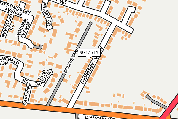 NG17 7LY map - OS OpenMap – Local (Ordnance Survey)