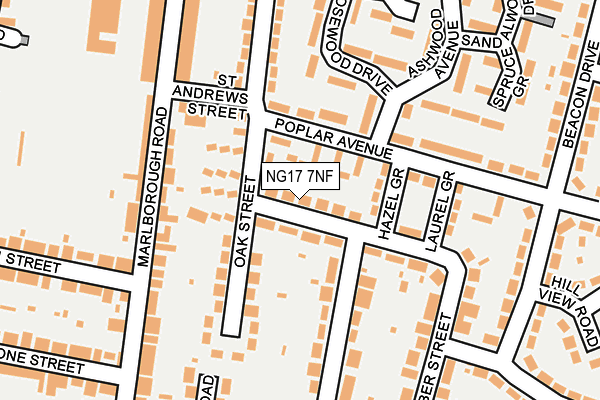 NG17 7NF map - OS OpenMap – Local (Ordnance Survey)