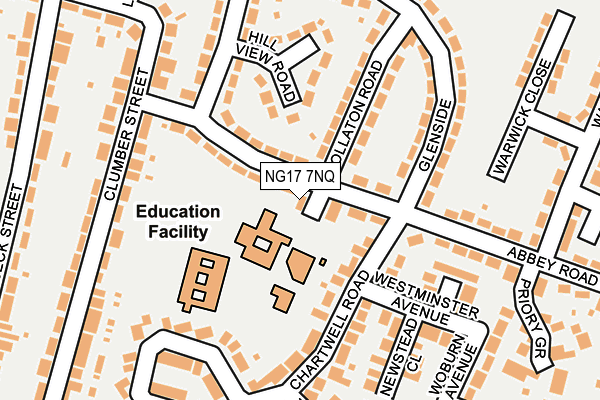 NG17 7NQ map - OS OpenMap – Local (Ordnance Survey)