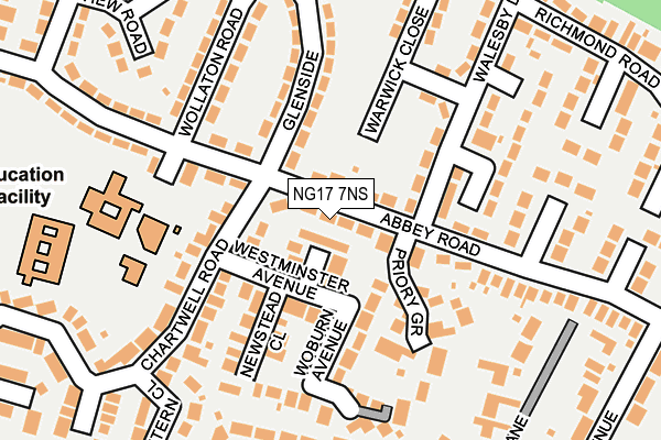 NG17 7NS map - OS OpenMap – Local (Ordnance Survey)