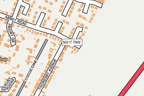NG17 7NW map - OS OpenMap – Local (Ordnance Survey)
