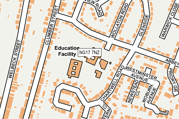 NG17 7NZ map - OS OpenMap – Local (Ordnance Survey)