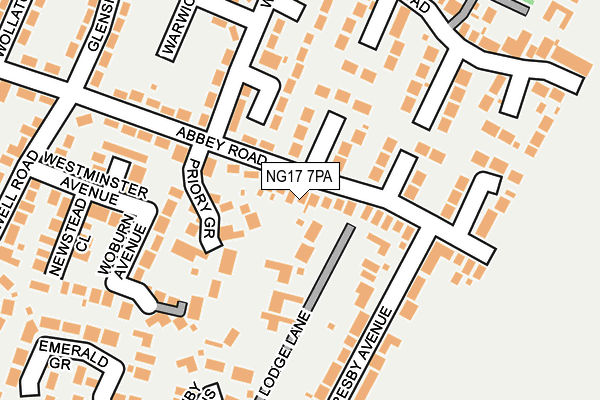 NG17 7PA map - OS OpenMap – Local (Ordnance Survey)