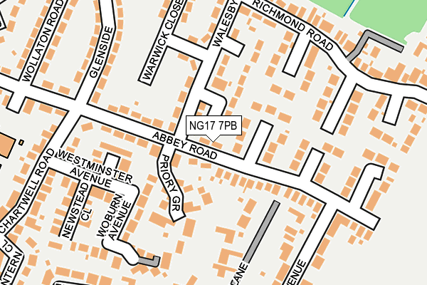 NG17 7PB map - OS OpenMap – Local (Ordnance Survey)