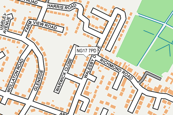 NG17 7PD map - OS OpenMap – Local (Ordnance Survey)