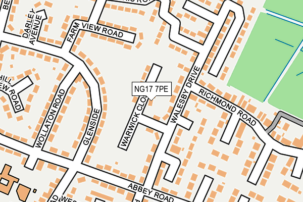 NG17 7PE map - OS OpenMap – Local (Ordnance Survey)