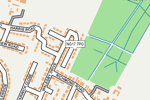 NG17 7PG map - OS OpenMap – Local (Ordnance Survey)