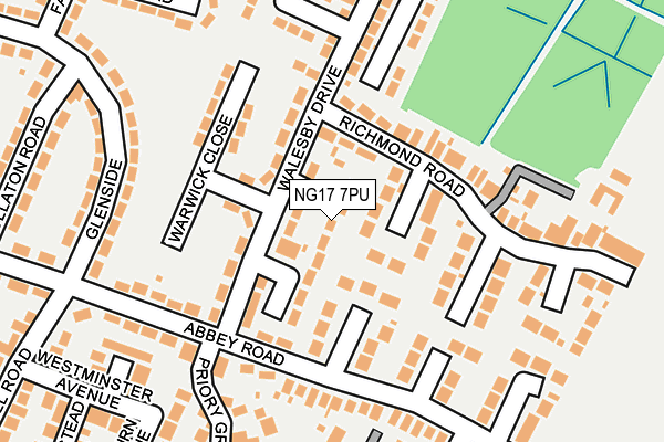 NG17 7PU map - OS OpenMap – Local (Ordnance Survey)