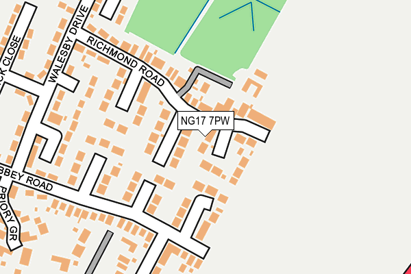 NG17 7PW map - OS OpenMap – Local (Ordnance Survey)