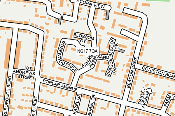 NG17 7QA map - OS OpenMap – Local (Ordnance Survey)