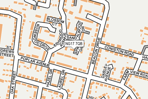 NG17 7QB map - OS OpenMap – Local (Ordnance Survey)