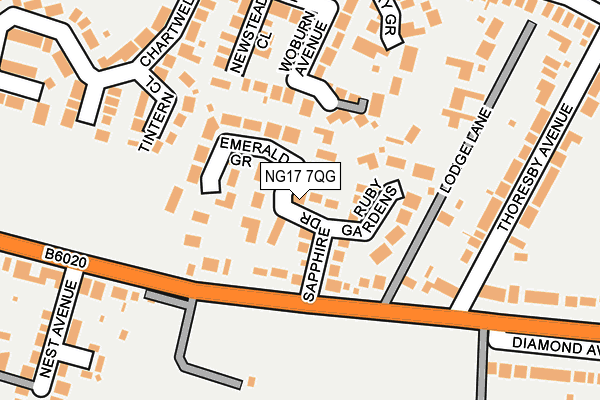 NG17 7QG map - OS OpenMap – Local (Ordnance Survey)