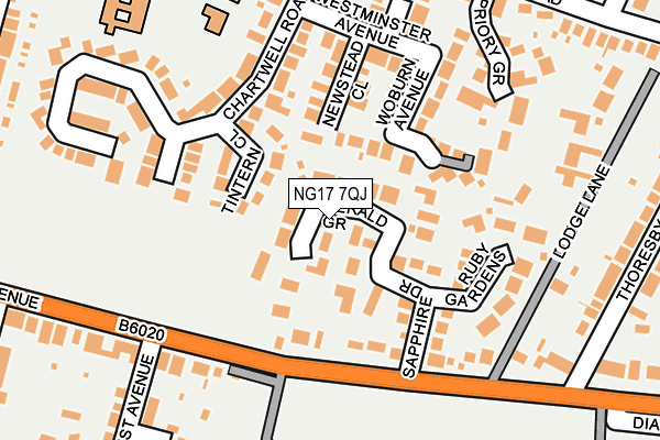 NG17 7QJ map - OS OpenMap – Local (Ordnance Survey)