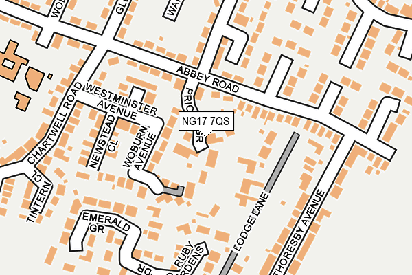 NG17 7QS map - OS OpenMap – Local (Ordnance Survey)