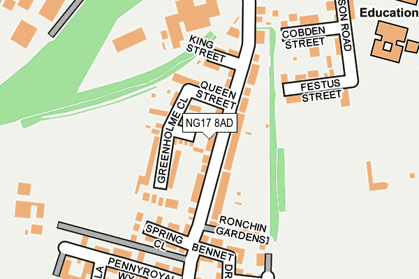 NG17 8AD map - OS OpenMap – Local (Ordnance Survey)