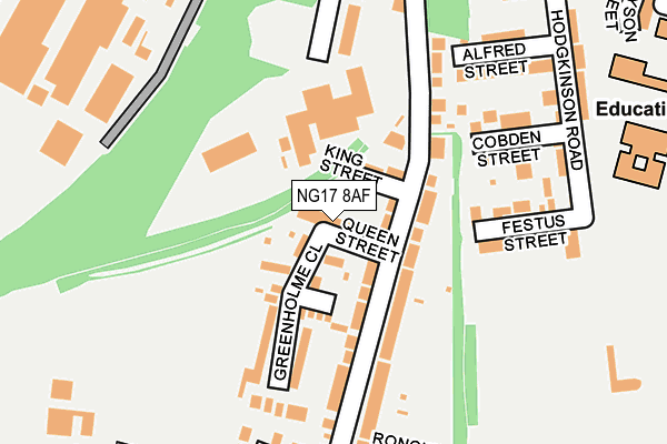 NG17 8AF map - OS OpenMap – Local (Ordnance Survey)