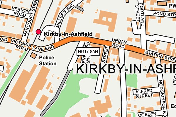 NG17 8AN map - OS OpenMap – Local (Ordnance Survey)