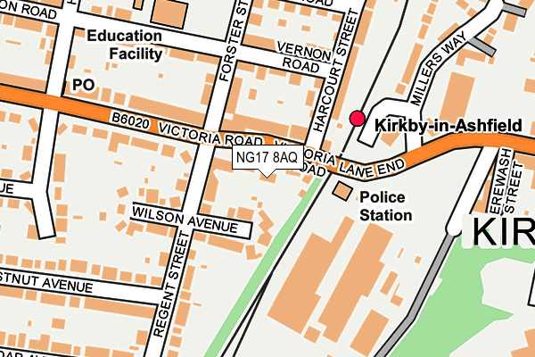 NG17 8AQ map - OS OpenMap – Local (Ordnance Survey)