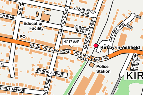 NG17 8AR map - OS OpenMap – Local (Ordnance Survey)
