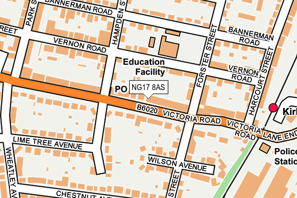 NG17 8AS map - OS OpenMap – Local (Ordnance Survey)